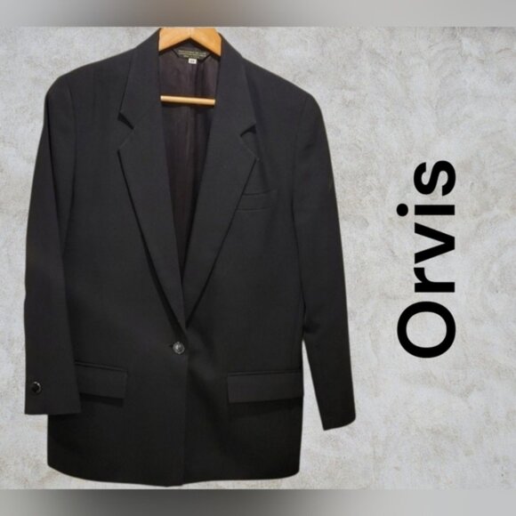 Orvis Black Single Button Timeless Vintage Blazer Suit Jacket Lined Size 6R - Picture 1 of 9